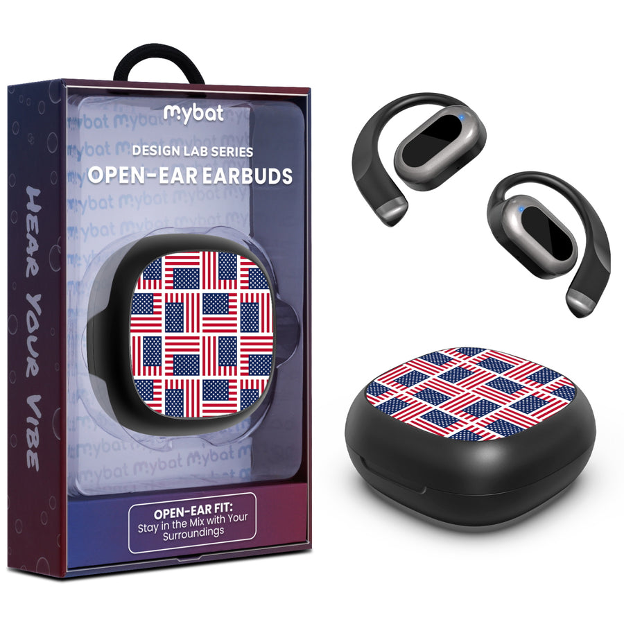 MyBat Design Lab Open-Ear Earbuds - Black - Flag Patchwork - MFHSBTST251-519.JPG