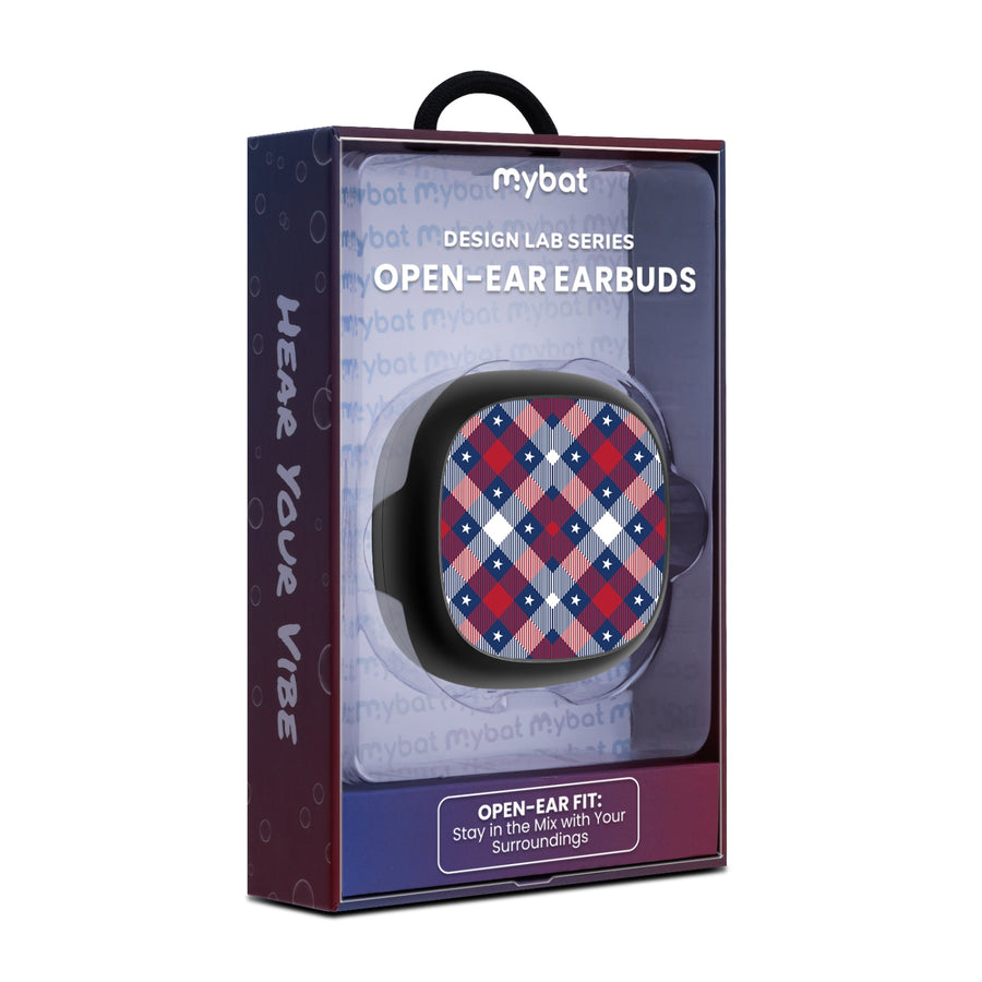 MyBat Design Lab Open-Ear Earbuds - Black - Americana Plaid - MFHSBTST251-523-20.JPG