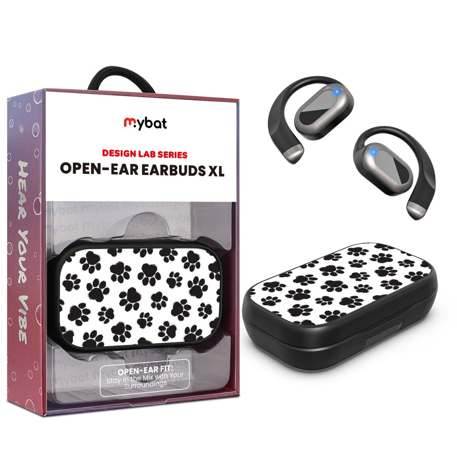 MyBat Design Lab Open-Ear Earbuds XL - Black - Black Paw Prints
