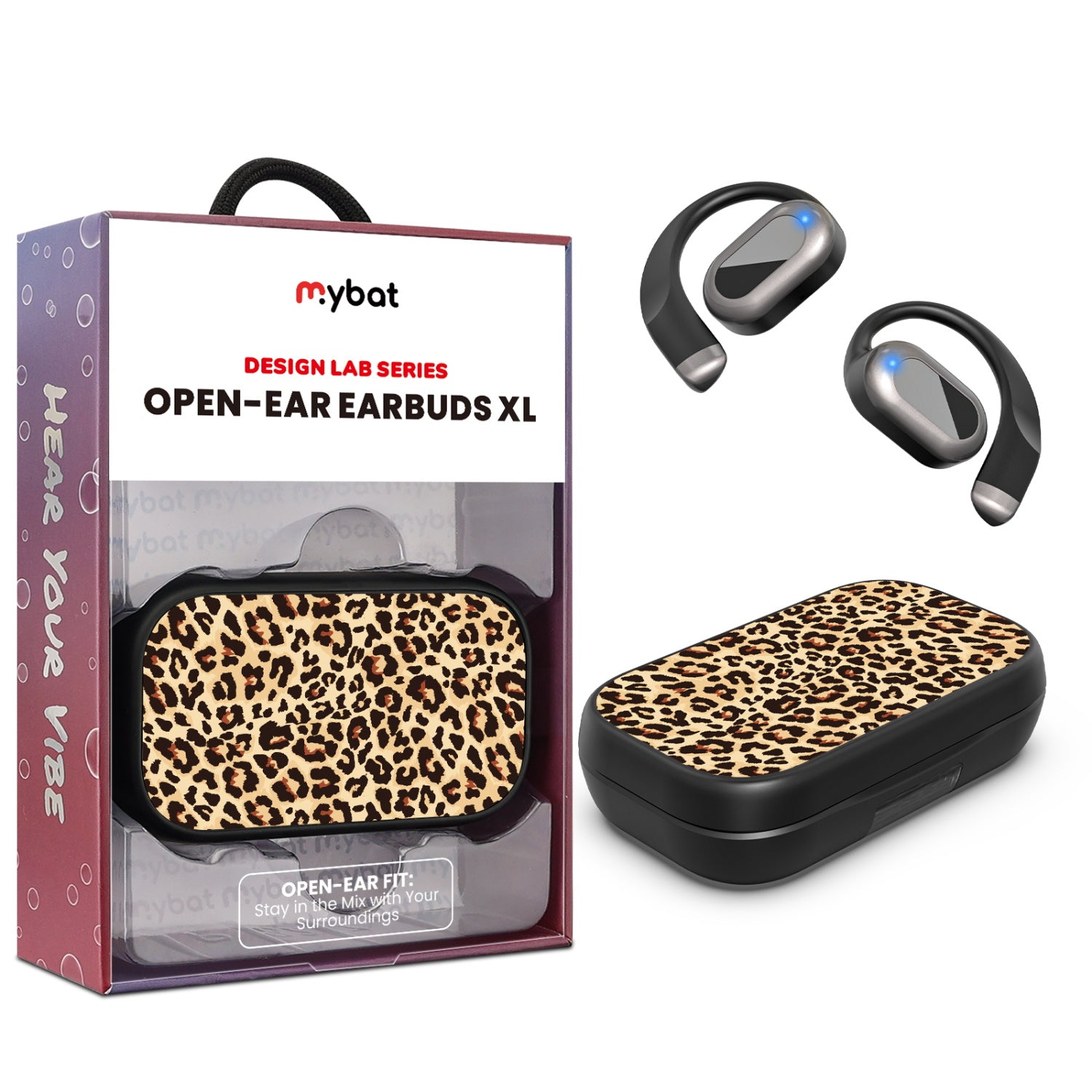 MyBat Design Lab Open-Ear Earbuds XL - Black - Leopard Print - MFHSBTST271-005-1.jpg