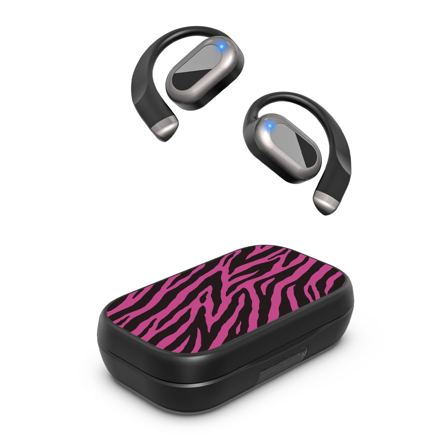 MyBat Design Lab Open-Ear Earbuds XL - Black - Pink Zebra Print - MFHSBTST271-010-2.jpg