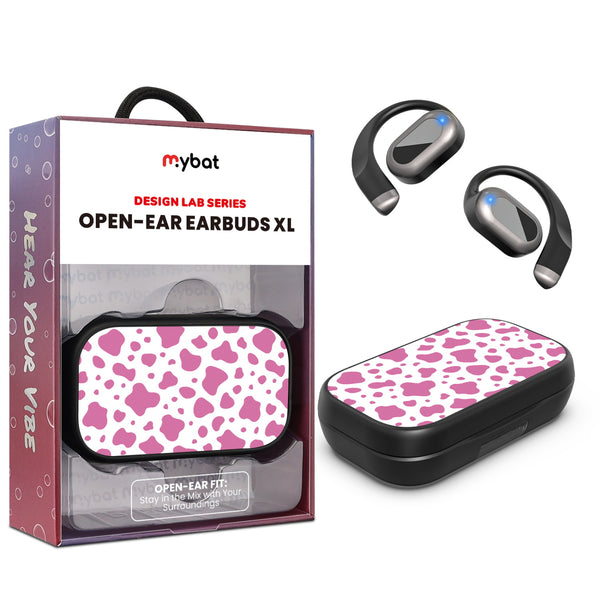 MyBat Design Lab Open-Ear Earbuds XL - Black - Pink Cow Print - MFHSBTST271-015-1.jpg