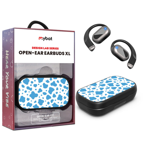 MyBat Design Lab Open-Ear Earbuds XL - Black - Blue Cow Print - MFHSBTST271-016-1.jpg