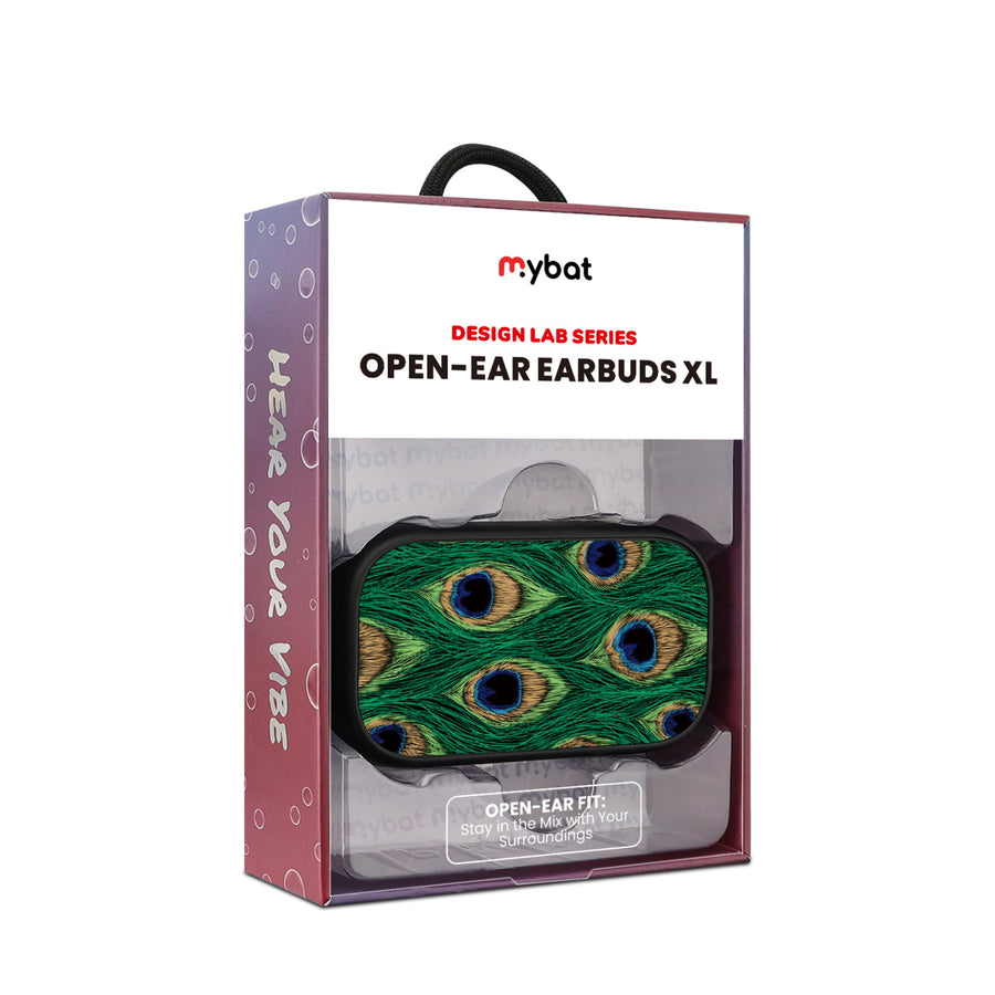 MyBat Design Lab Open-Ear Earbuds XL - Black - Peacock Feathers - MFHSBTST271-018-10.jpg