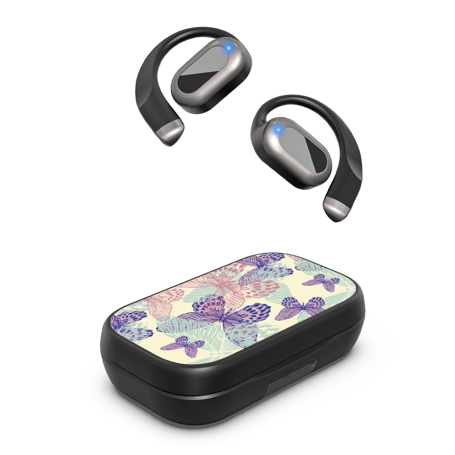 MyBat Design Lab Open-Ear Earbuds XL - Black - Butterflies - MFHSBTST271-019-2.jpg