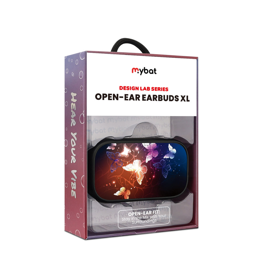 MyBat Design Lab Open-Ear Earbuds XL - Black - Neon Butterflies - MFHSBTST271-022-10.jpg