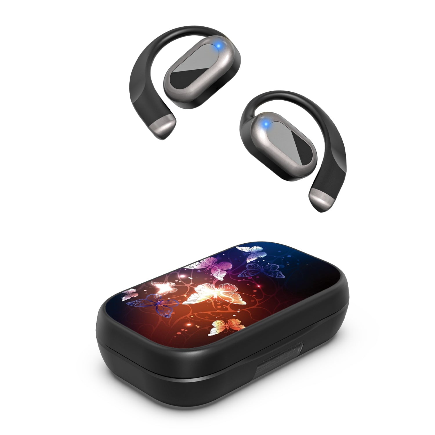 MyBat Design Lab Open-Ear Earbuds XL - Black - Neon Butterflies - MFHSBTST271-022-2.jpg