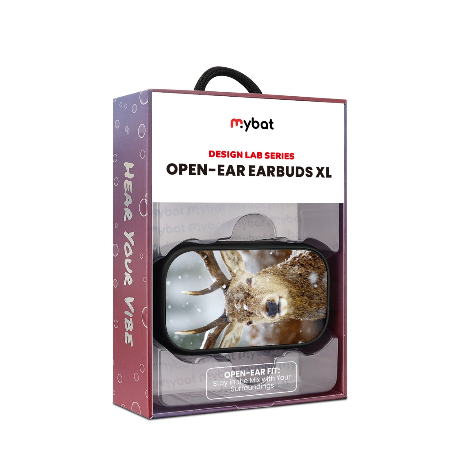 MyBat Design Lab Open-Ear Earbuds XL - Black - Deer in Winter