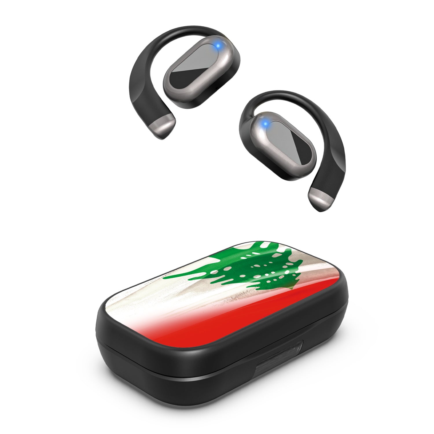 MyBat Design Lab Open-Ear Earbuds XL - Black - Lebanese Flag - MFHSBTST271-033-2.jpg
