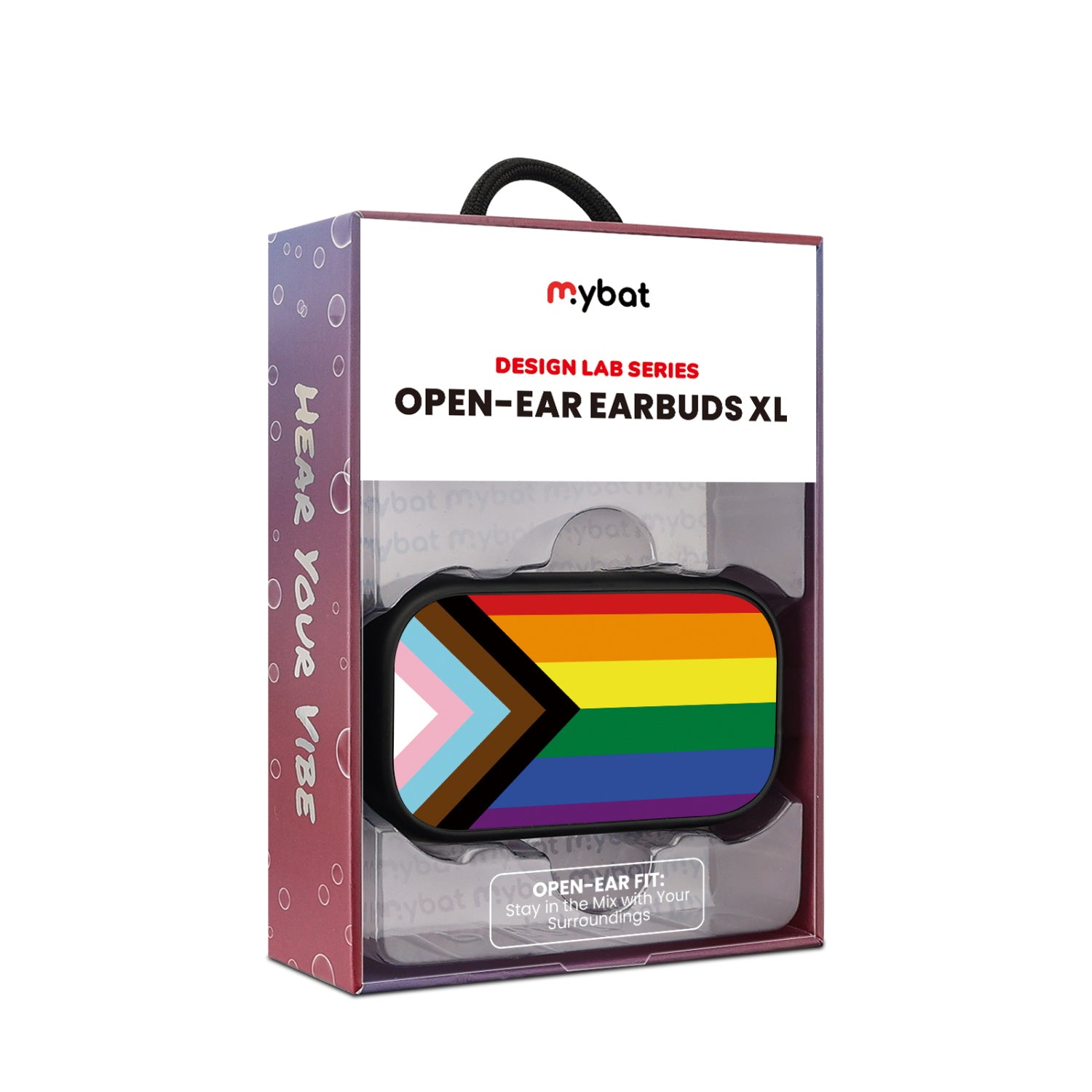 MyBat Design Lab Open-Ear Earbuds XL - Black - LGBTQ+ Flag