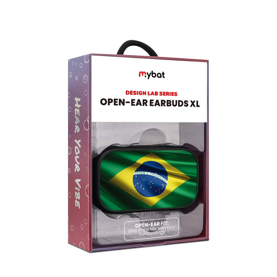 MyBat Design Lab Open-Ear Earbuds XL - Black - Brazilian Flag