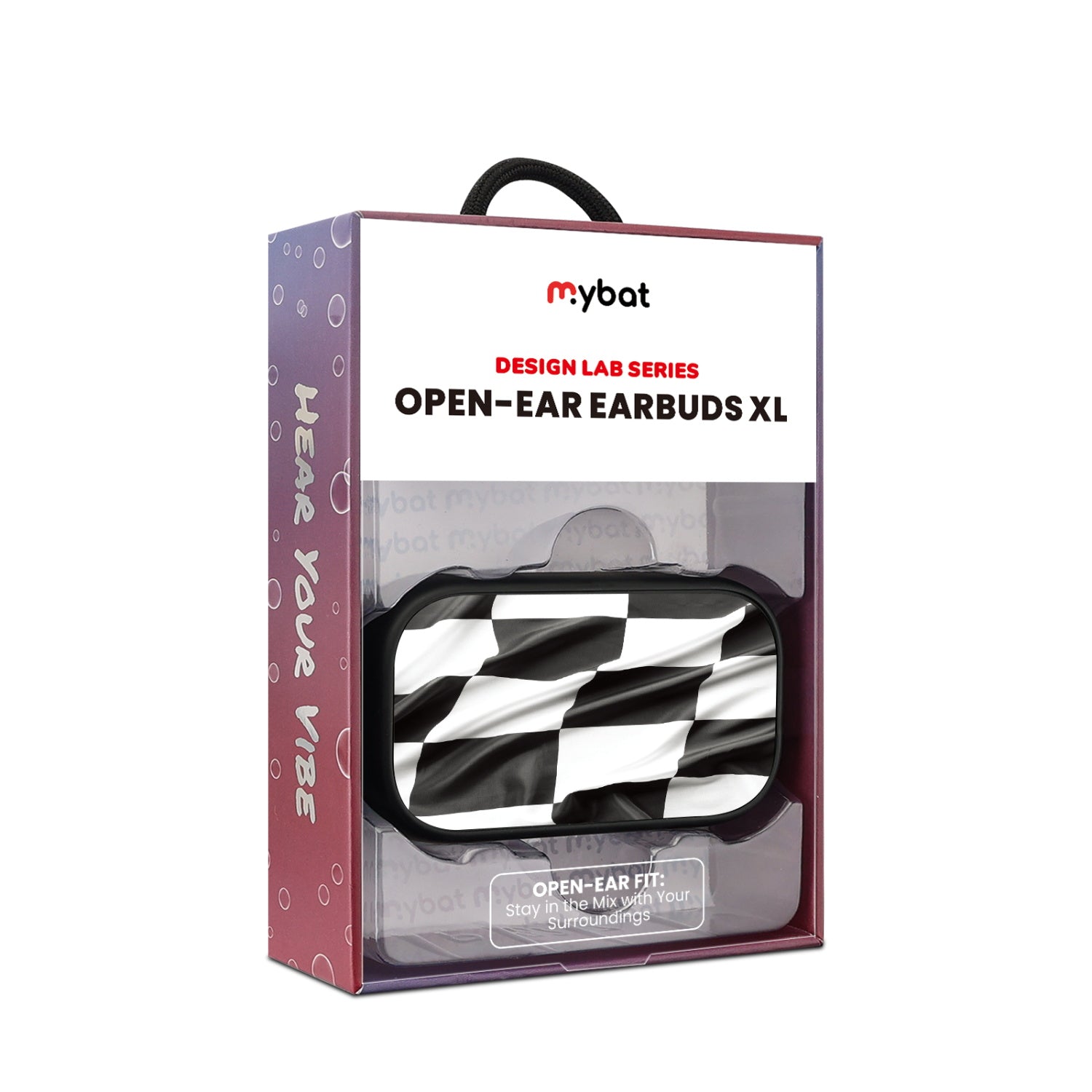 MyBat Design Lab Open-Ear Earbuds XL - Black - Racing Flag