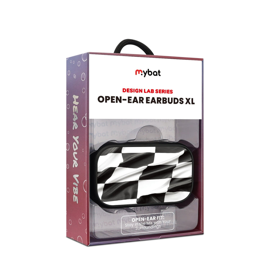 MyBat Design Lab Open-Ear Earbuds XL - Black - Racing Flag