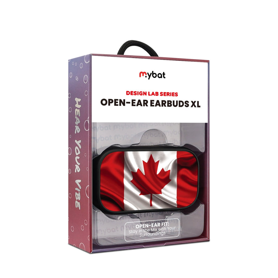 MyBat Design Lab Open-Ear Earbuds XL - Black - Canadian Flag