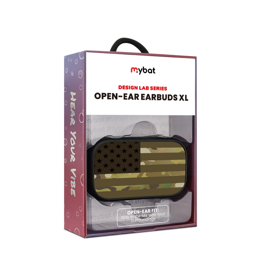 MyBat Design Lab Open-Ear Earbuds XL - Black - Military Camouflage American Flag - MFHSBTST271-054-10.jpg