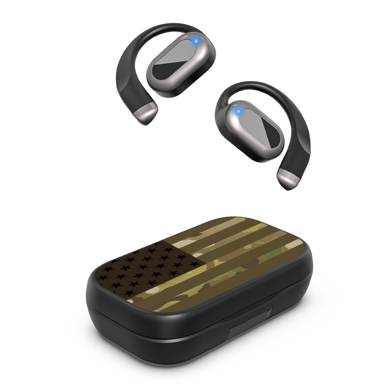 MyBat Design Lab Open-Ear Earbuds XL - Black - Military Camouflage American Flag - MFHSBTST271-054-2.jpg