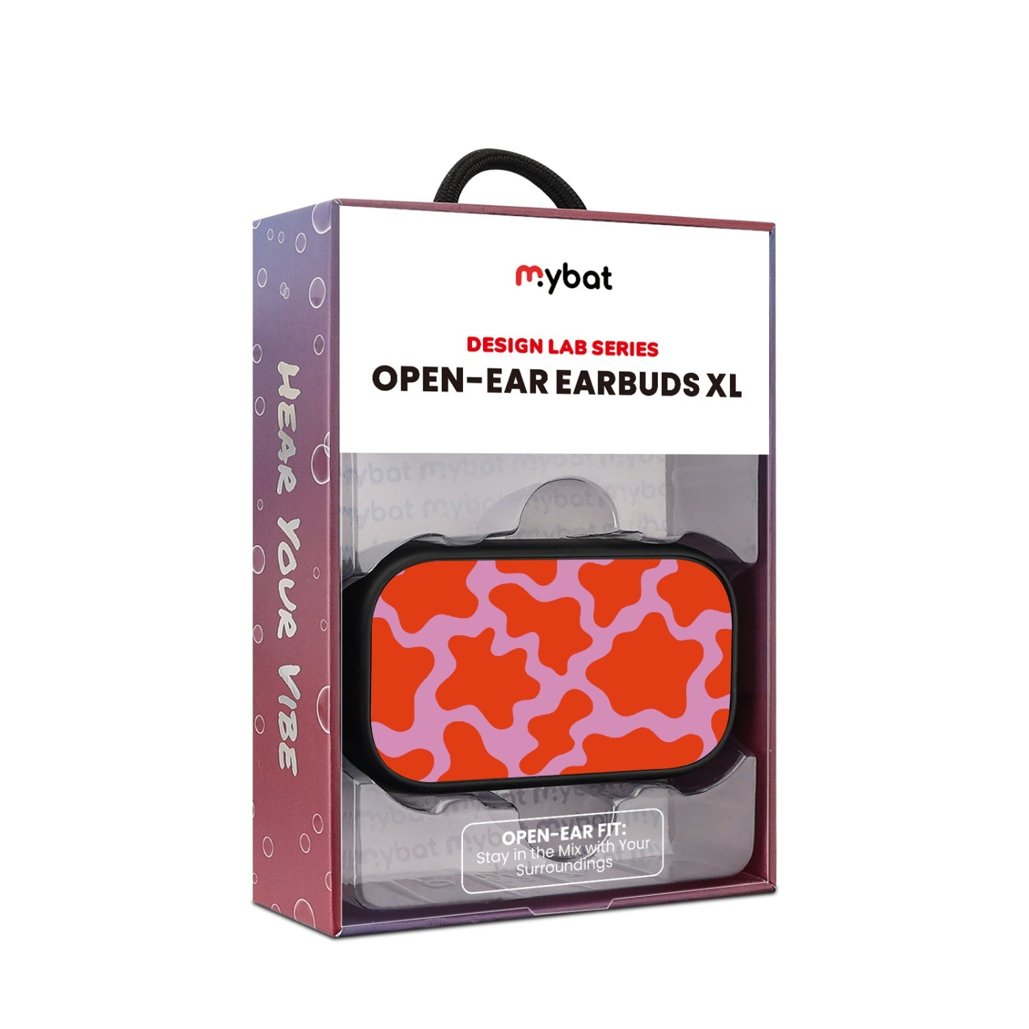 MyBat Design Lab Open-Ear Earbuds XL - Black - Pink Retro Splashes