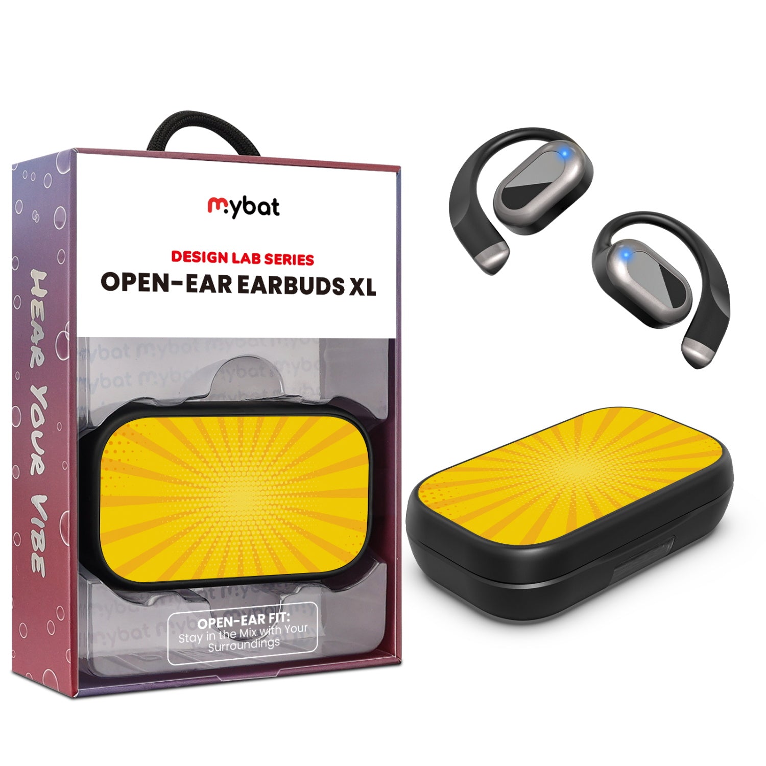MyBat Design Lab Open-Ear Earbuds XL - Black - Pop Art - MFHSBTST271-103-1.jpg