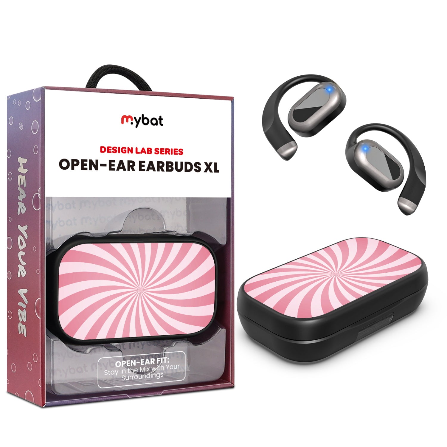 MyBat Design Lab Open-Ear Earbuds XL - Black - Candy Swirl - MFHSBTST271-104-1.jpg