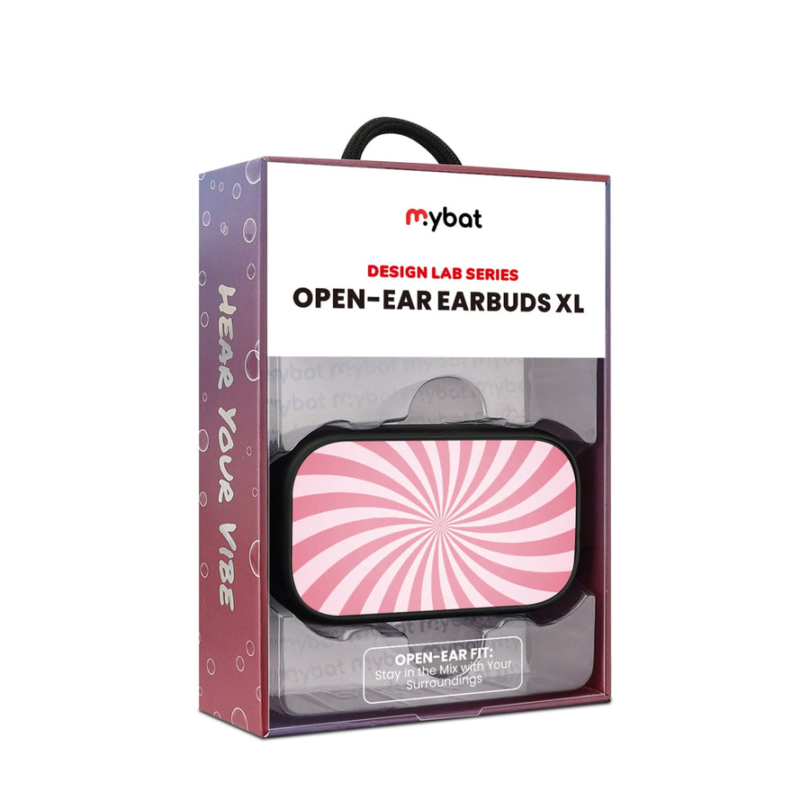 MyBat Design Lab Open-Ear Earbuds XL - Black - Candy Swirl