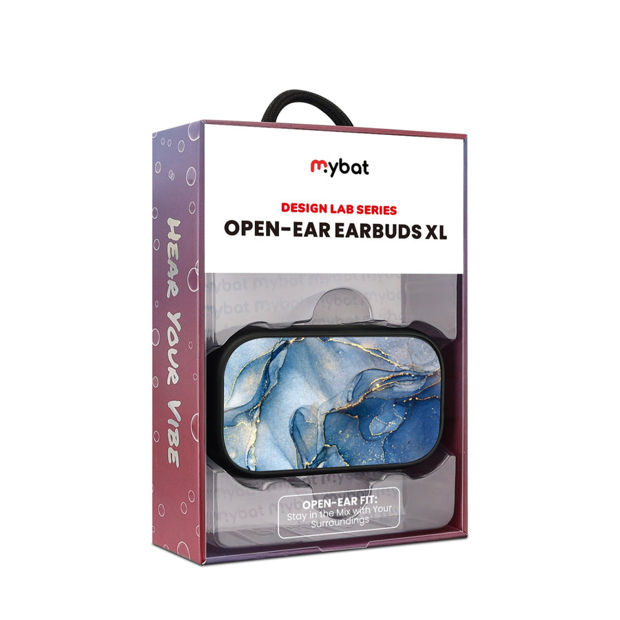 MyBat Design Lab Open-Ear Earbuds XL - Black - Blue Marble