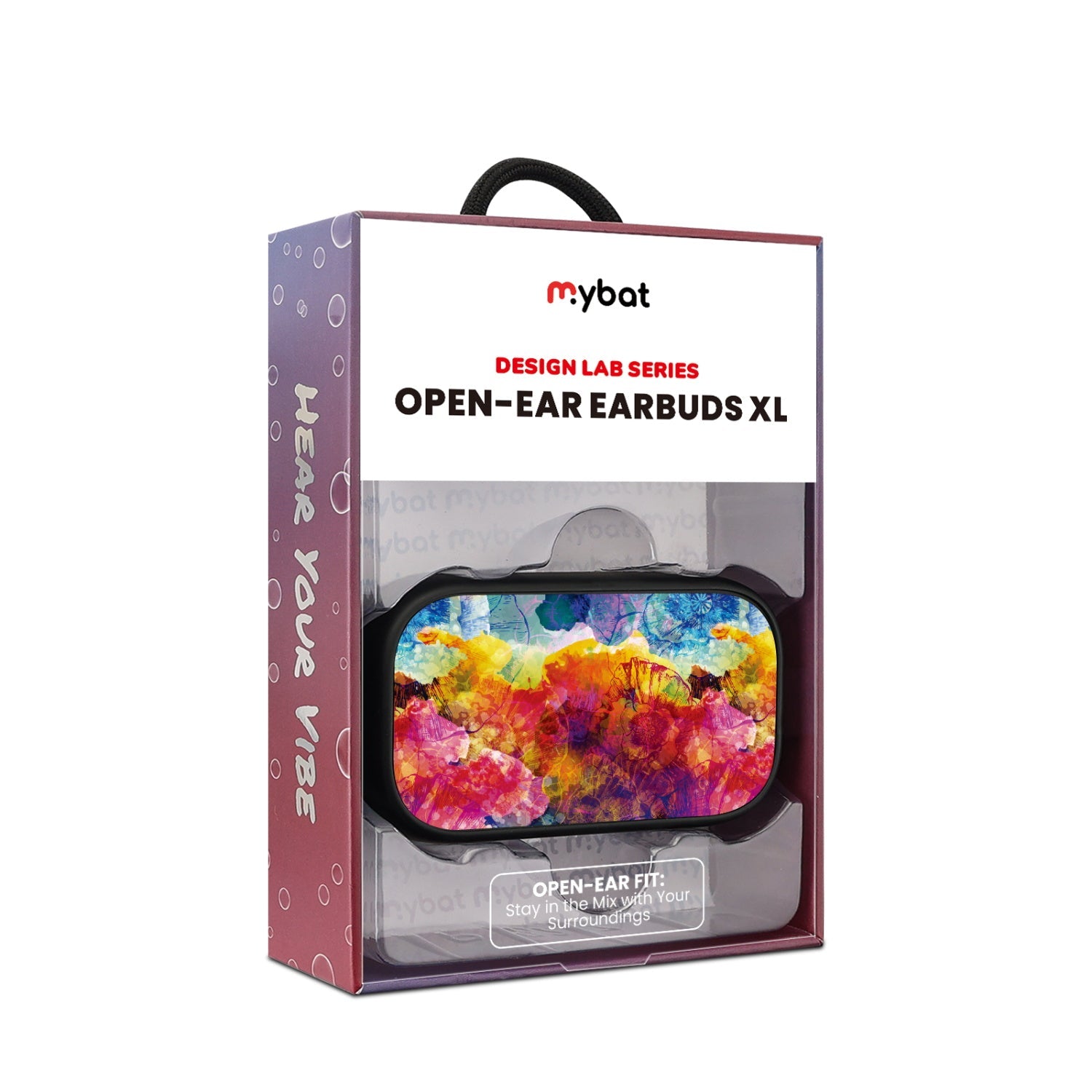 MyBat Design Lab Open-Ear Earbuds XL - Black - Color Burst