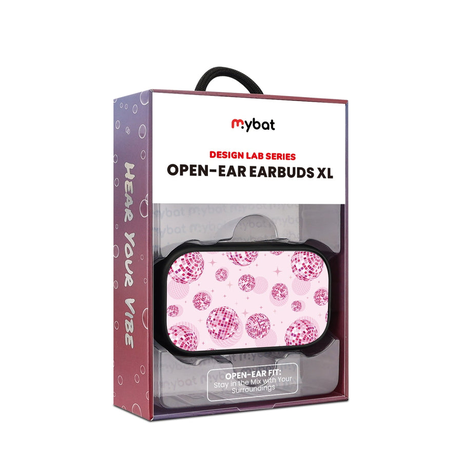 MyBat Design Lab Open-Ear Earbuds XL - Black - Disco Balls