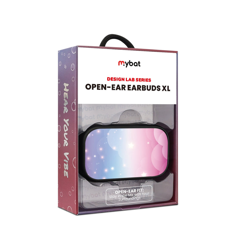 MyBat Design Lab Open-Ear Earbuds XL - Black - Clouds & Stars