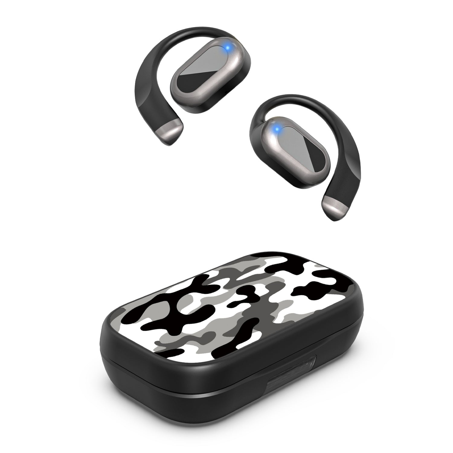 MyBat Design Lab Open-Ear Earbuds XL - Black - Black & White Camouflage - MFHSBTST271-122-2.jpg