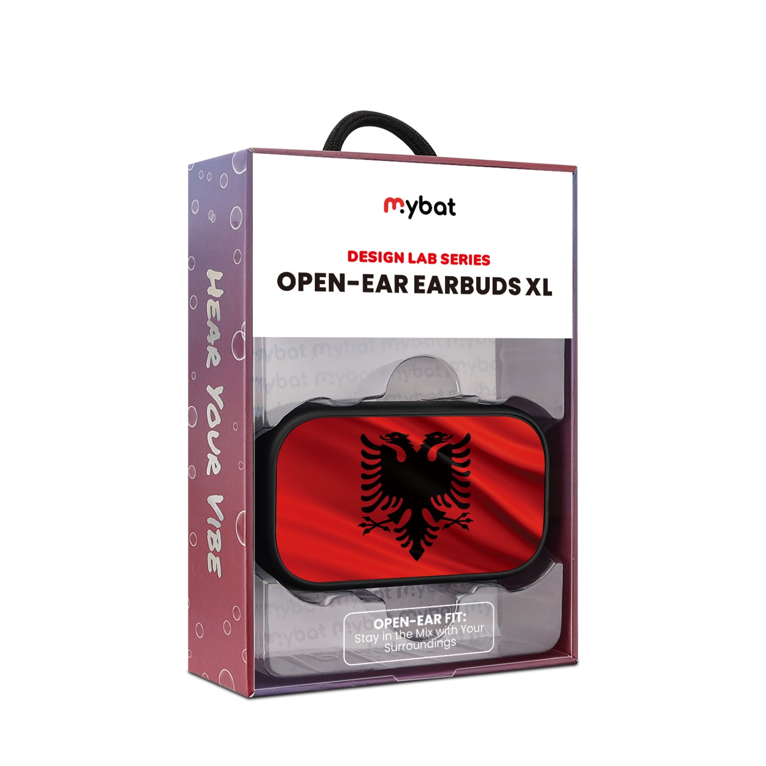 MyBat Design Lab Open-Ear Earbuds XL - Black - Albania Flag