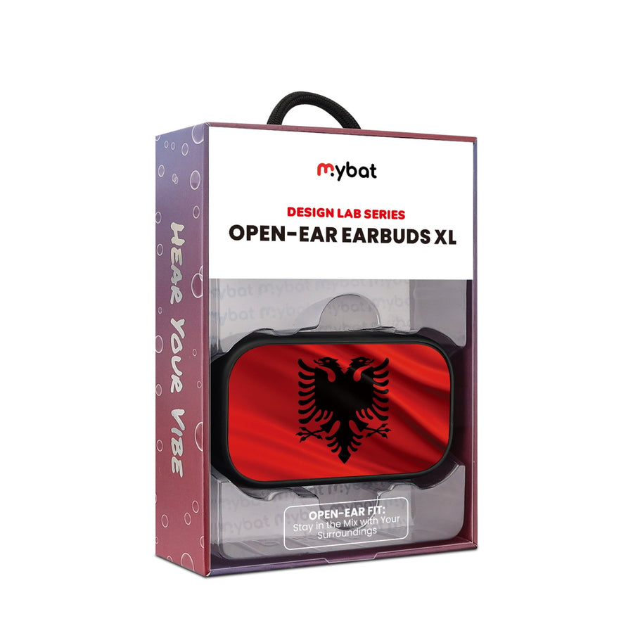 MyBat Design Lab Open-Ear Earbuds XL - Black - Albania Flag