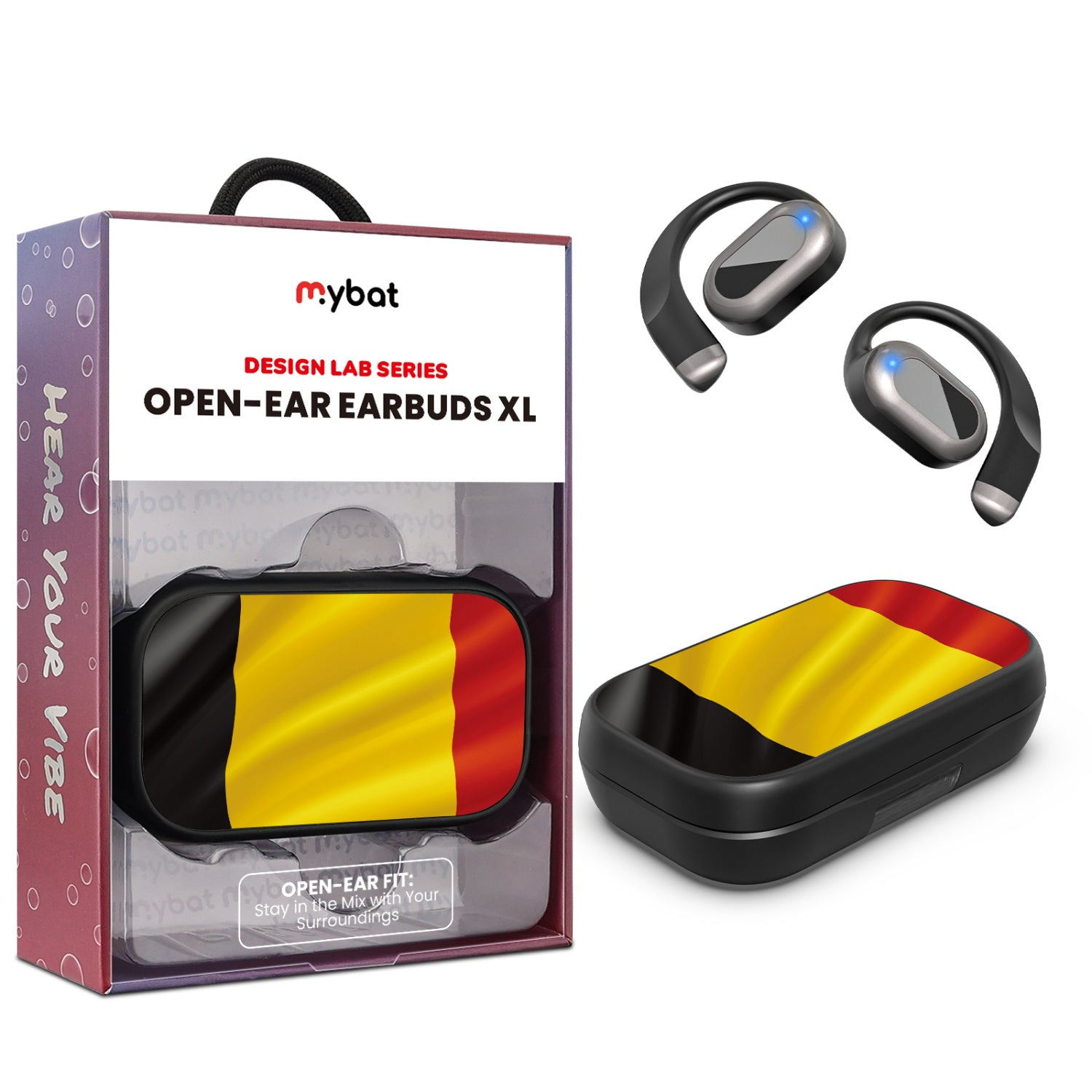 MyBat Design Lab Open-Ear Earbuds XL - Black - Belgium Flag - MFHSBTST271-142-1.jpg