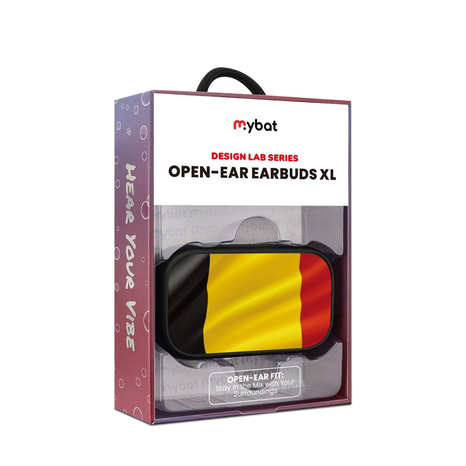 MyBat Design Lab Open-Ear Earbuds XL - Black - Belgium Flag