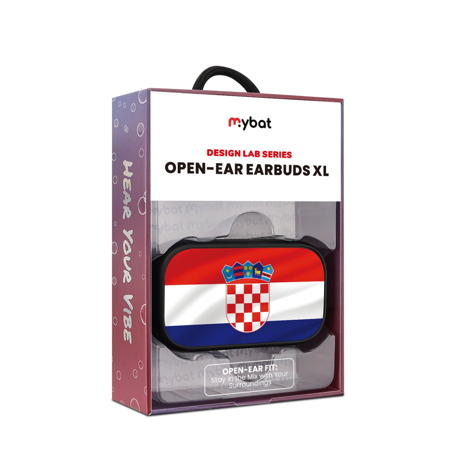 MyBat Design Lab Open-Ear Earbuds XL - Black - Croatia Flag