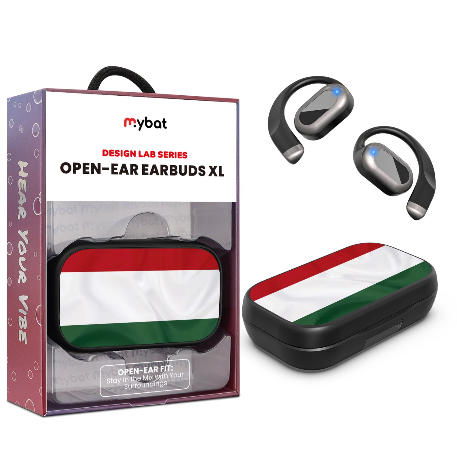 MyBat Design Lab Open-Ear Earbuds XL - Black - Hungary Flag - MFHSBTST271-149-1.jpg