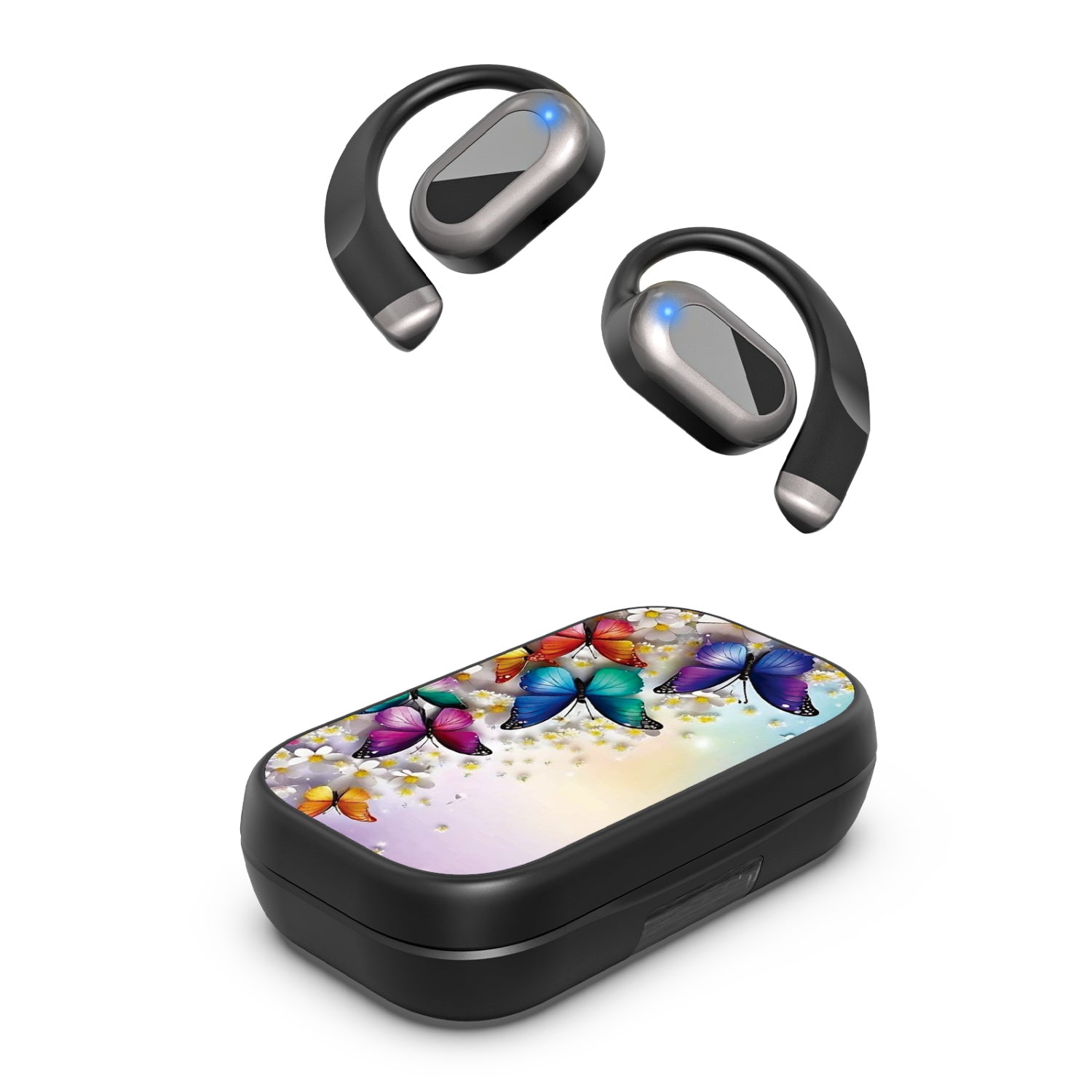 MyBat Design Lab Open-Ear Earbuds XL - Black - Rainbow Butterflies - MFHSBTST271-187-2.jpg