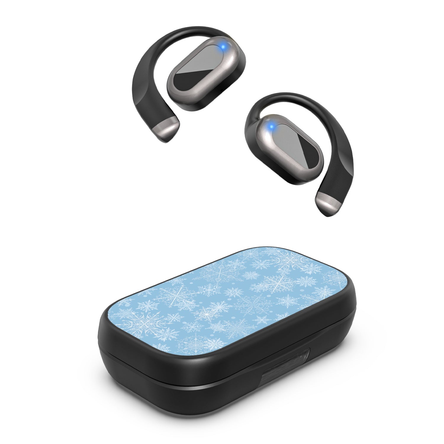 MyBat Design Lab Open-Ear Earbuds XL - Black - Blue Snowflakes - MFHSBTST271-283-2.jpg
