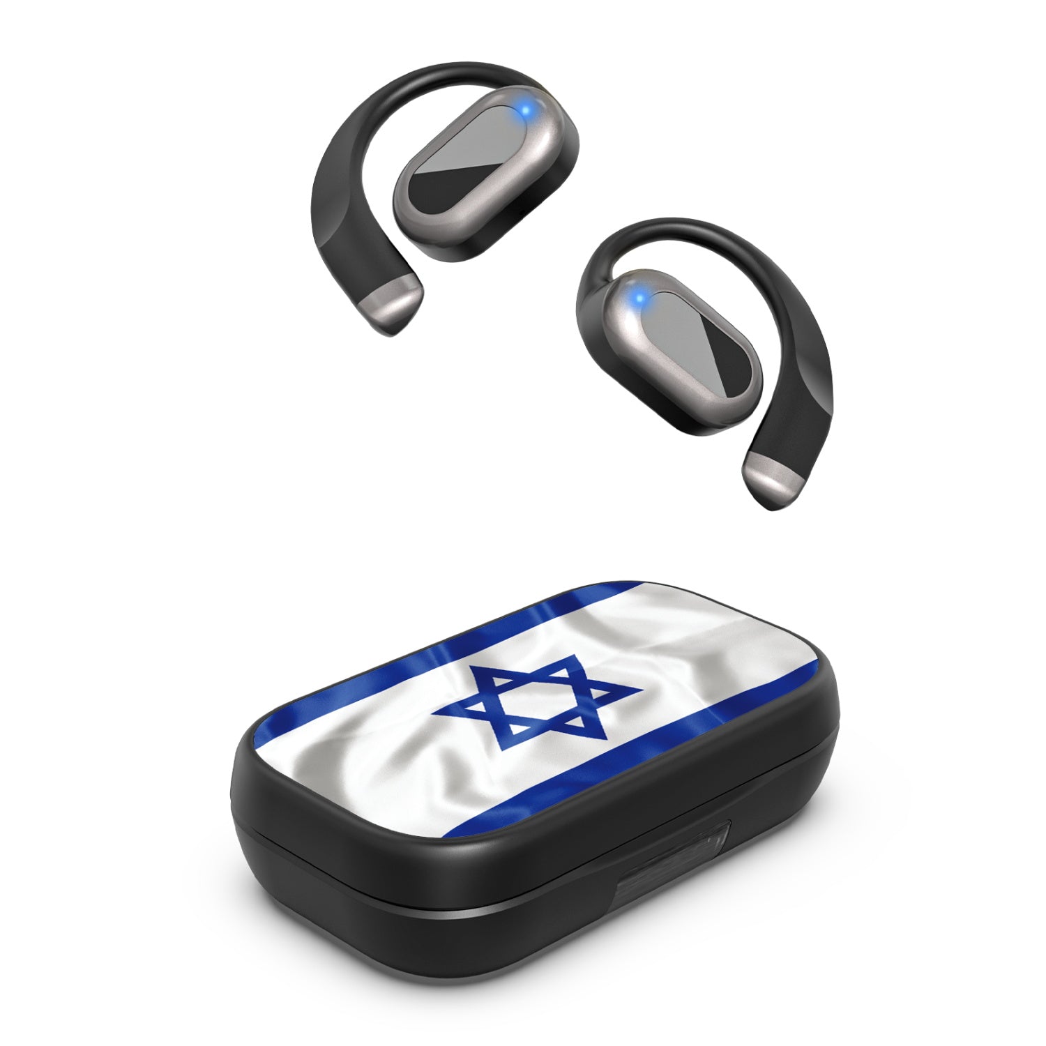MyBat Design Lab Open-Ear Earbuds XL - Black - Israel Flag - MFHSBTST271-308-2.jpg