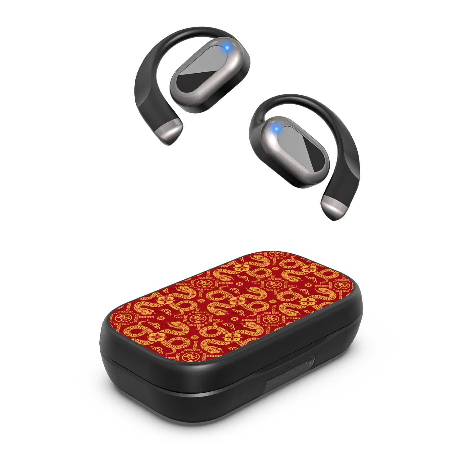 MyBat Design Lab Open-Ear Earbuds XL - Black - Golden Snake Dance - MFHSBTST271-317-2.jpg