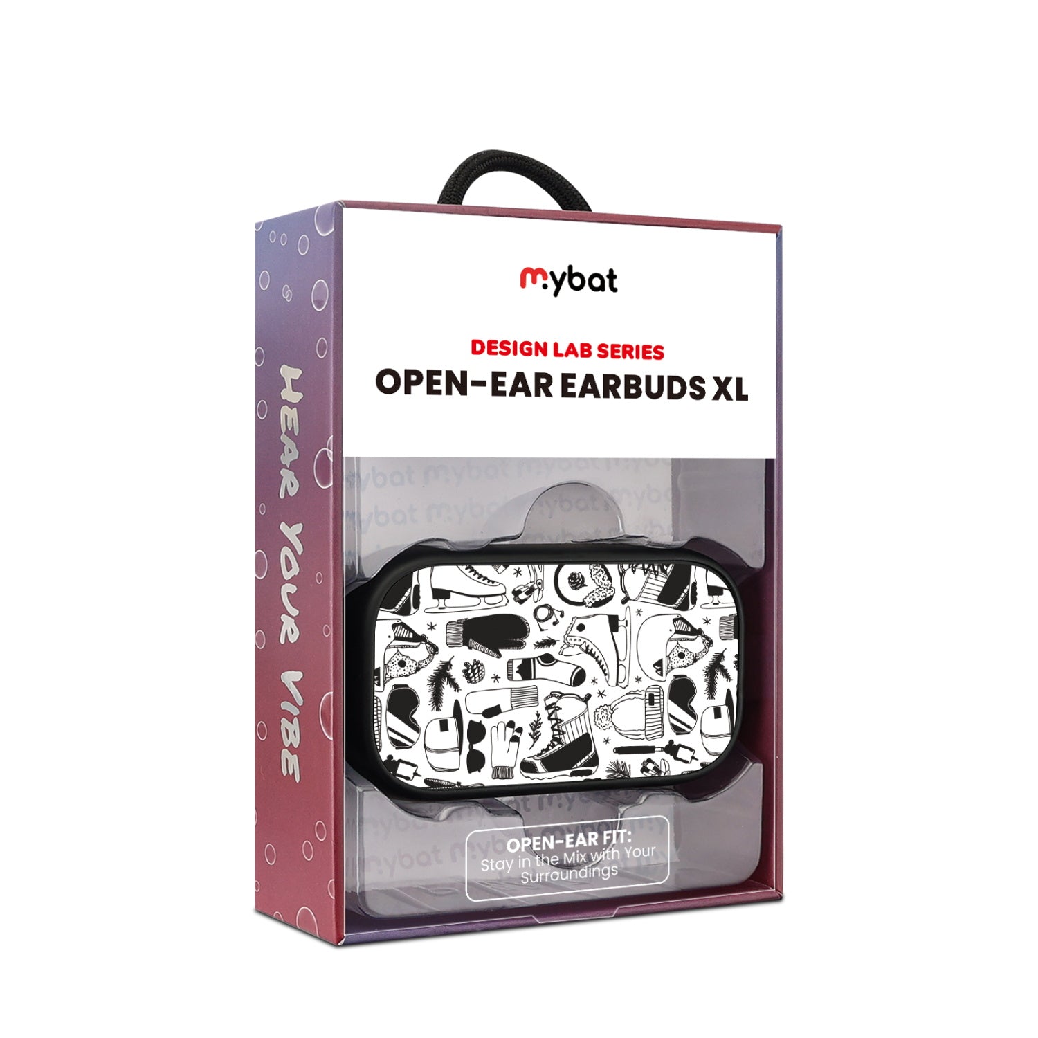 MyBat Design Lab Open-Ear Earbuds XL - Black - Hit the Slopes