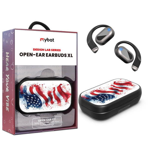 MyBat Design Lab Open-Ear Earbuds XL - Black - Patriotic Flag Painiting - MFHSBTST271-346-1.jpg