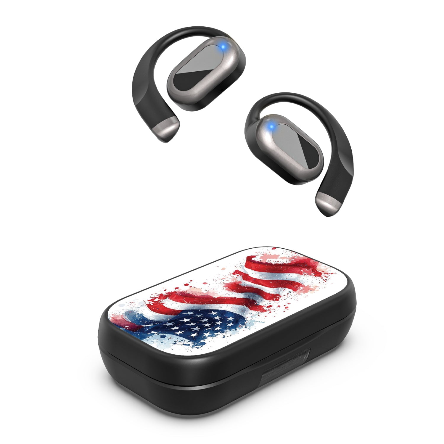 MyBat Design Lab Open-Ear Earbuds XL - Black - Patriotic Flag Painiting - MFHSBTST271-346-2.jpg