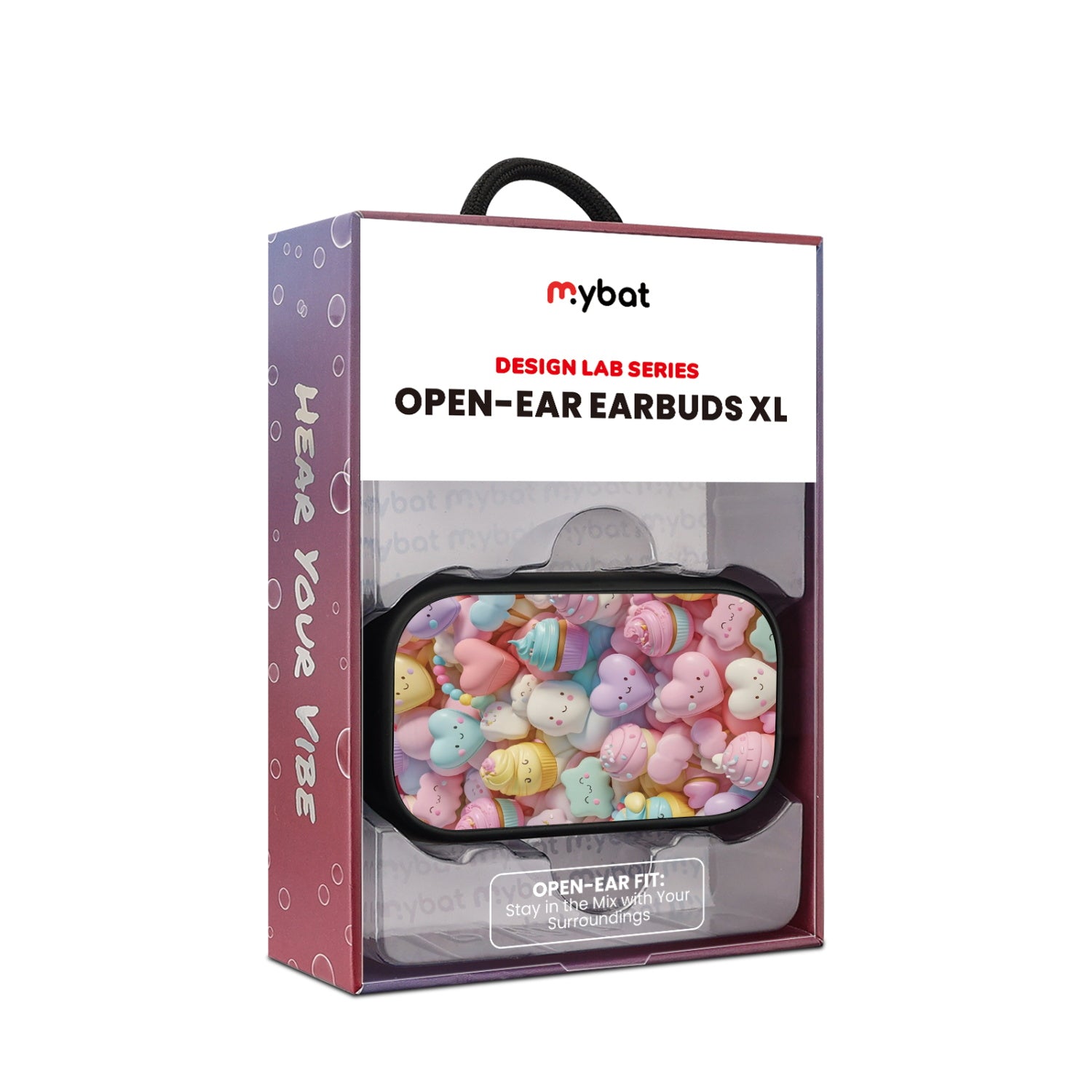 MyBat Design Lab Open-Ear Earbuds XL - Black - Candy Love