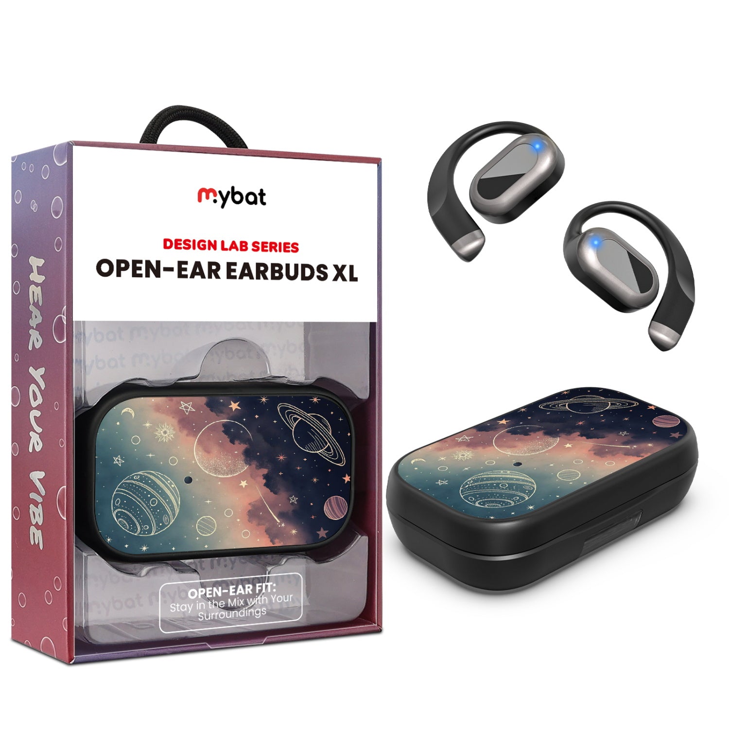 MyBat Design Lab Open-Ear Earbuds XL - Black - Planets and Stars - MFHSBTST271-356-1.jpg