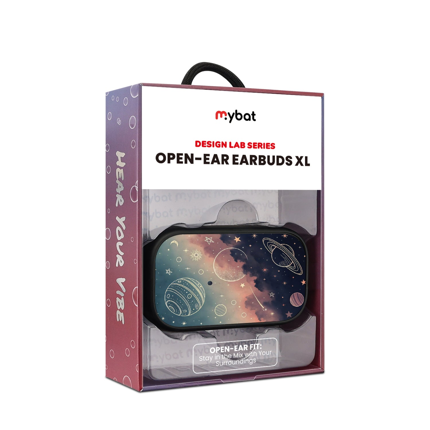 MyBat Design Lab Open-Ear Earbuds XL - Black - Planets and Stars