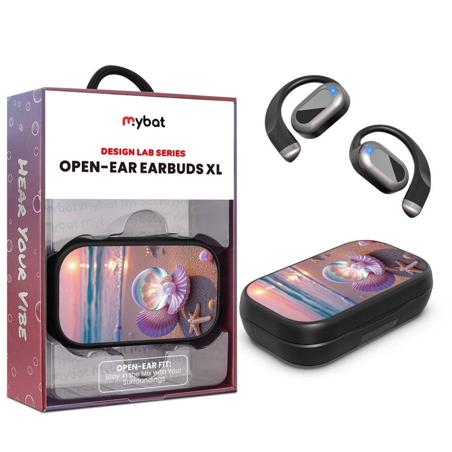 MyBat Design Lab Open-Ear Earbuds XL - Black - Seashell Beach
