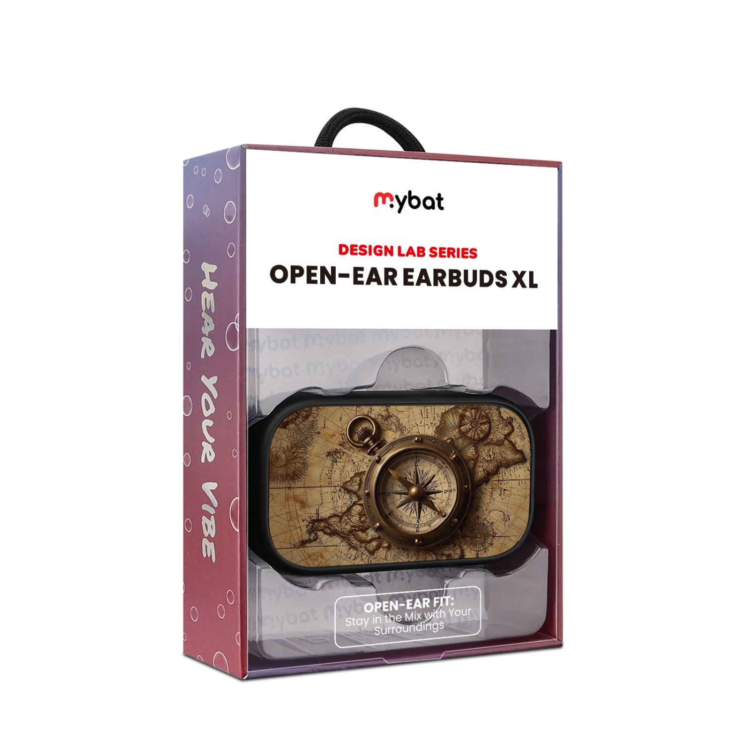 MyBat Design Lab Open-Ear Earbuds XL - Black - Compass