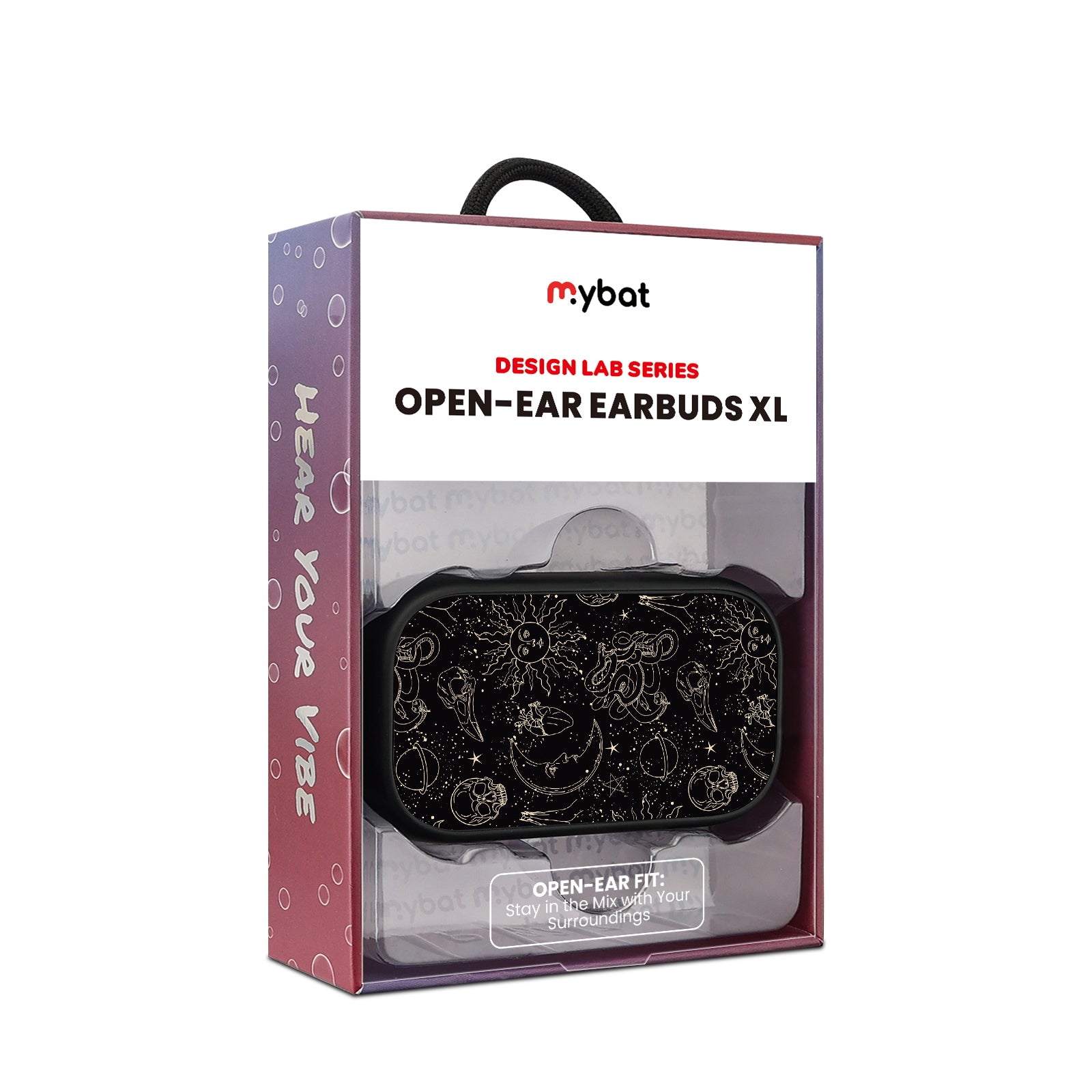 MyBat Design Lab Open-Ear Earbuds XL - Black - Mystic Elements