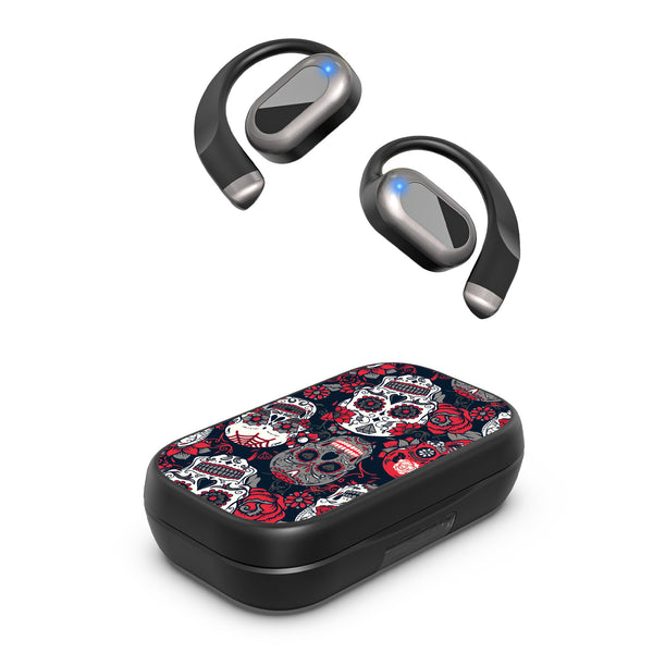 MyBat Design Lab Open-Ear Earbuds XL - Black - Sugar Rose Skulls - MFHSBTST271-418-2.jpg