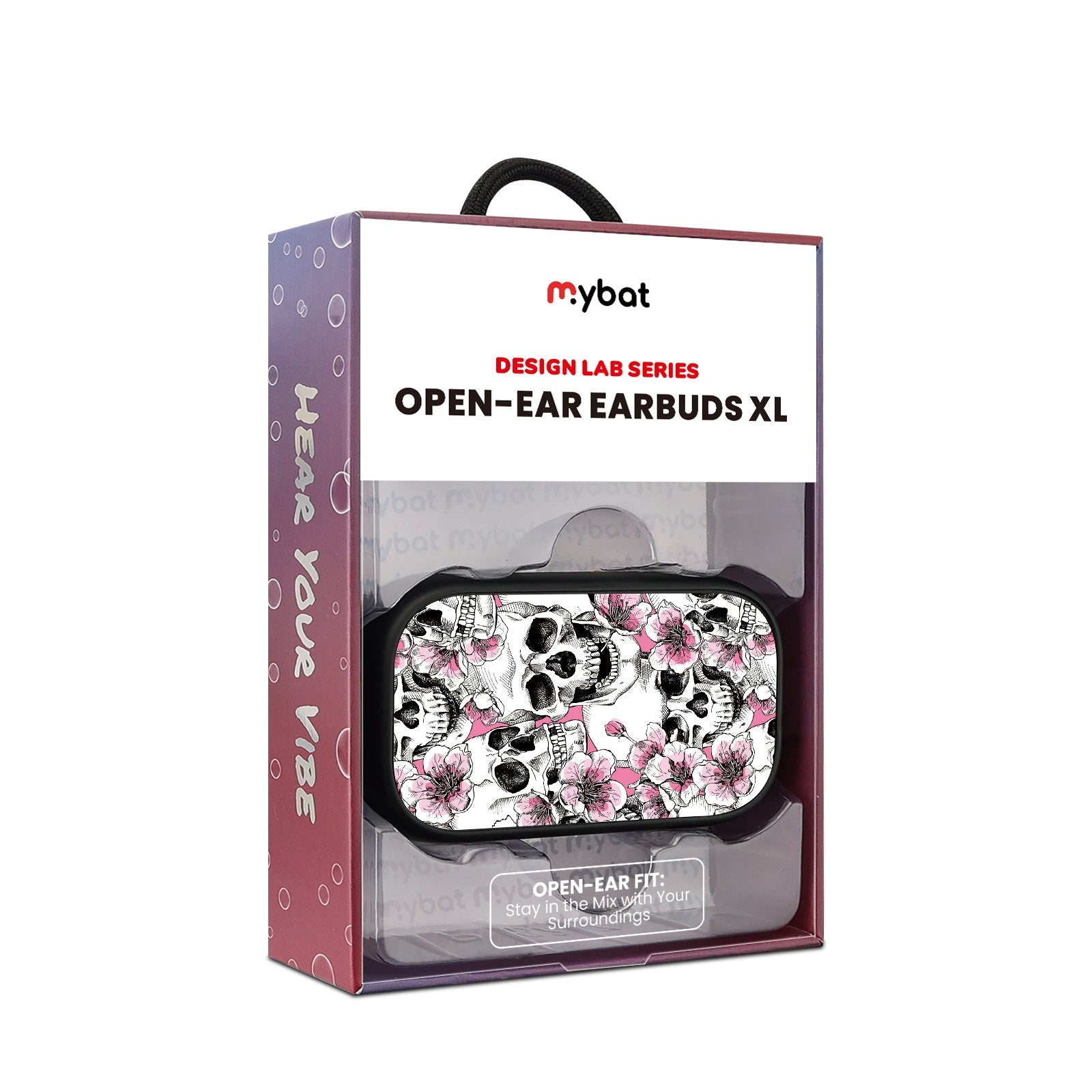 MyBat Design Lab Open-Ear Earbuds XL - Black - Death Blooms